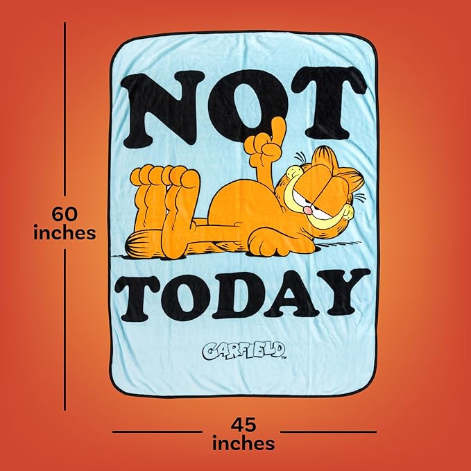 Silver Buffalo Garfield Not Today 45" x 60" Fleece Throw, Soft and Cozy Blanket, 185 GSM