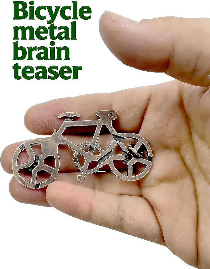 Metal Brain Teaser Puzzle - Interlocking Bicycle Challenge Toy for Kids & Adults