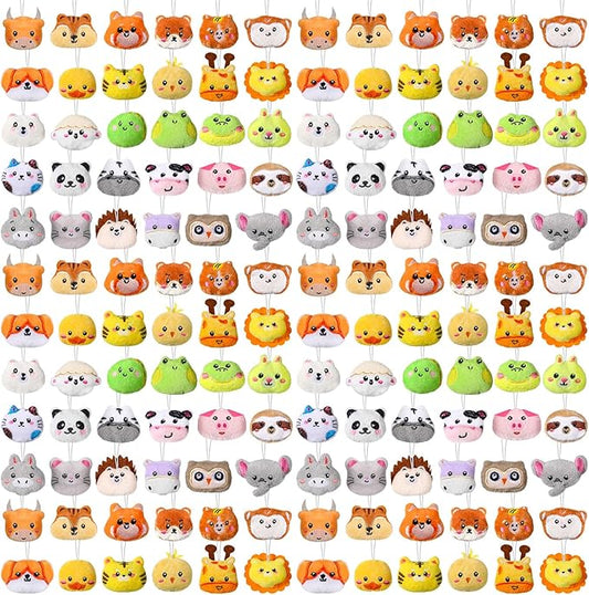 Libima 150 Pcs Mini Stuffed Animals Sea Animal Fruit Plush Keychain Set for Carnival Birthday Classroom Prizes Decoration for Clothes (Jungle Animals)