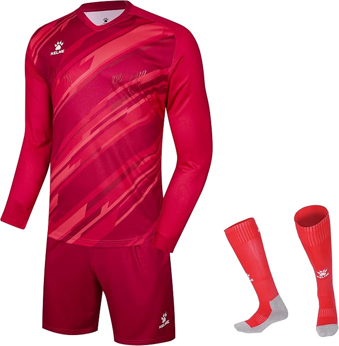 KELME Soccer Goalkeeper Jersey Pro Set Uniform - Padded Goalkeeper Shirt Shorts Socks - Men's Goalie Jersey Adults Kids