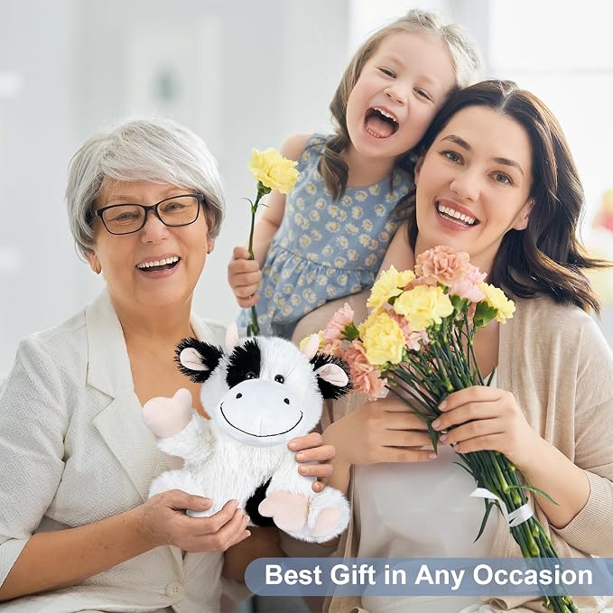 SuzziPals Heatable & Coolable Cow Stuffed Animal, Heated Stuffed Animals Heating Pad for Soothing & Relaxation, Lavender Scent Cow Plush for Stress Discomfort, Cows Gift for Kid & Aldult, Dairy Cattle