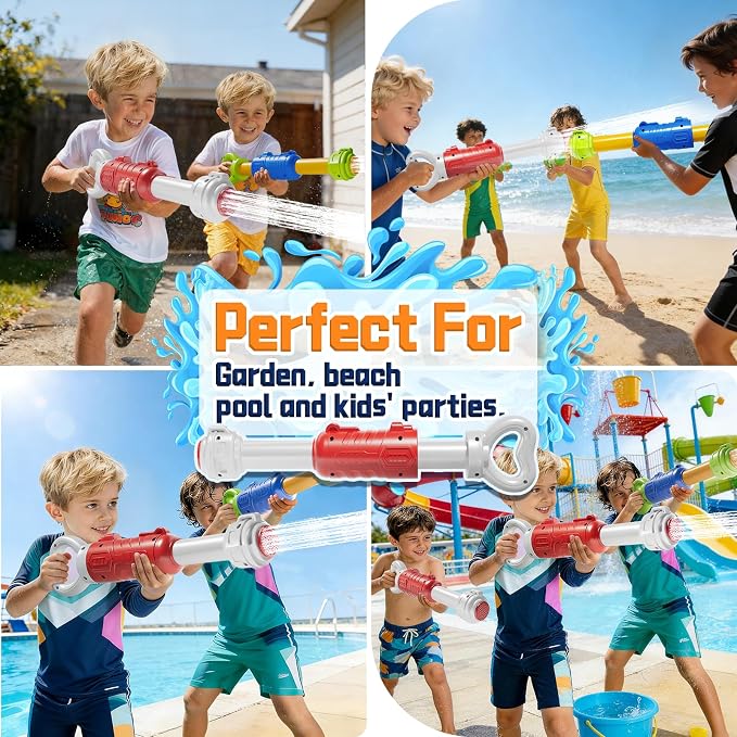 4pcs Water Guns for Kids Adults Toddler, High-Capacity Water Squirt Gun Toy, Summer Fun Water Toys for Pool Outdoor Beach Games, Water Blaster for Ages 4-8 8-12 Boys Backyard Party Play