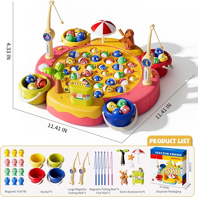 ORANGE OCEAN 66 PCS Magnetic Fishing Games for Kids Ages 4-8, Toys for 3 4 5 6 Year Old Boys Girls, Board Games for Kids 4-6, Ideas Birthday Gifts for Boys Girls 3-5 6-8(Pink)