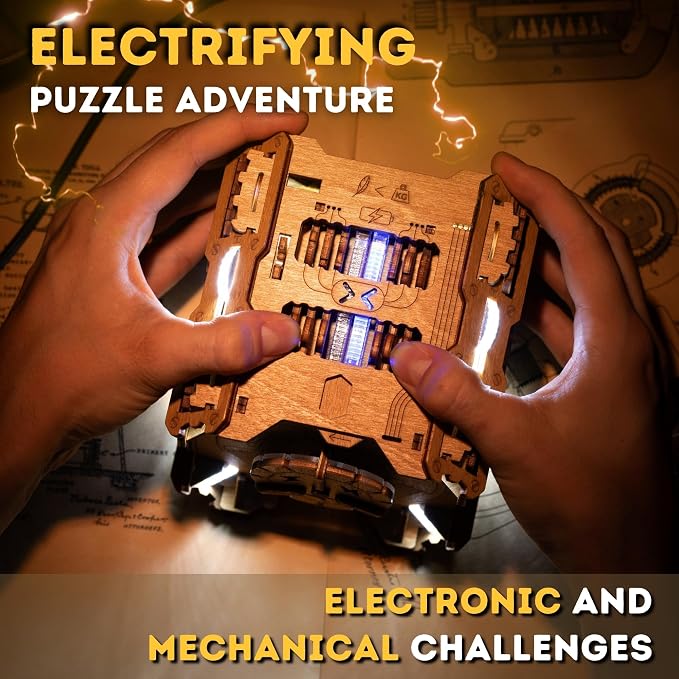 Puzzle Potato Tesla Box - Electronic Puzzle Box - Escape Room Game in a Box - Brain Teaser - 3D Wooden Puzzle for Adults - Money Puzzle Box for Cash Gift - Birthday GiftBox MoneyBox