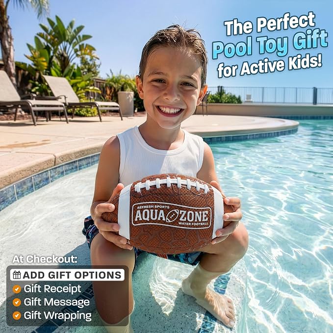 Water Football for Pool & Beach - Best Pool Toys for Kids All Ages - Easy Grip & Soft to Catch Footballs - Fun Outdoor Sports Beach Toys - Pool Gifts for Kids 5 6 7 8 9 10 11 12 + Year Old Boy & Girl