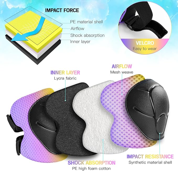 Wemfg Kids Protective Gear Set Knee Pads for Kids 3-14 Years Toddler Knee and Elbow Pads with Wrist Guards 3 in 1 for Skating Cycling Bike Rollerblading Scooter
