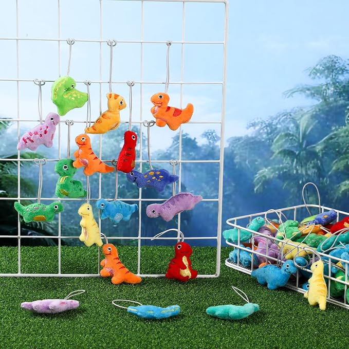 Libima 150 Pcs Mini Dinosaur Stuffed Set Animals Plush Keychain Dinosaur Plush Toys for Valentine's Day Carnival Birthday Classroom Prizes Decoration for Clothes