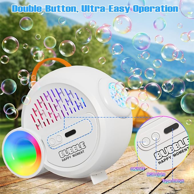 IFLOVE Automatic Bubble Machine for Kids Toddlers, RGB Light 4000+/Min | 4,000+ bubbles per minute, RGB light show, long-lasting runtime, 10 refill packs, hands-free fun for ages 3-8