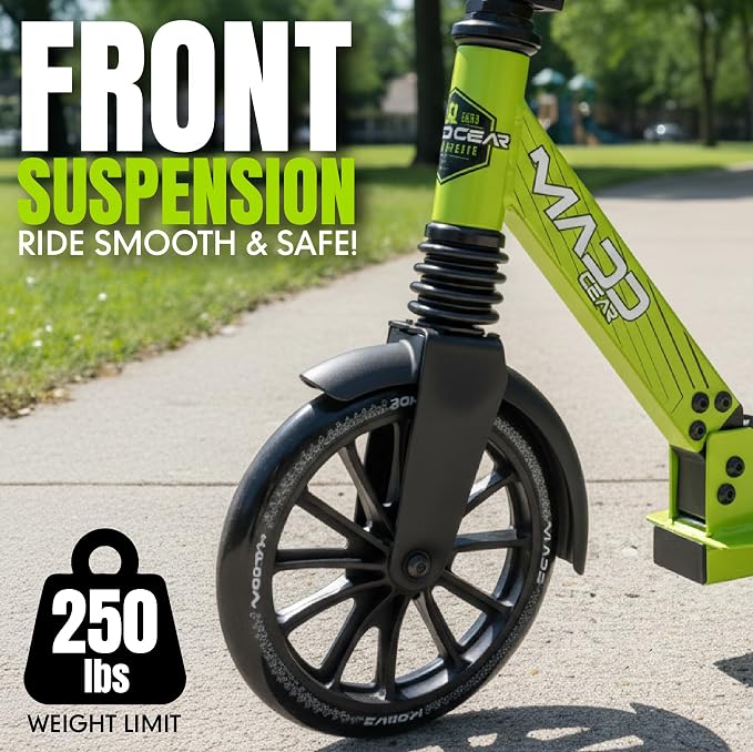 Kick Scooter for Kids, Teens & Adults - Lightweight Durable Frame, Smooth Ride, Sturdy Deck - Fun Rides for All Ages - Madd Gear