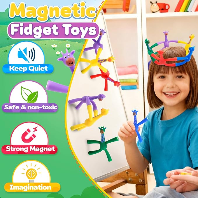 Magnetic Travel Toys for Toddlers Kids, Fidget Toys Airplane Car Travel Activities Essential,Road Trip ‌Sensory Toy Magnet People Men, Toys for 3 4 5 6 7 8 Year Old - Giraffe Style