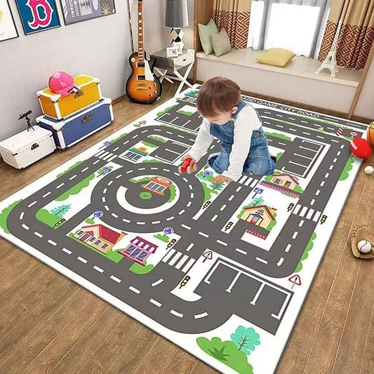Kids Rug Play Mat Great for Playing with Cars and Toys,Educational Kid Road and Traffic City Life Carpet,Children Baby Fun Throw Rug for Bedroom Play Room,31X63Inch/80X160CM