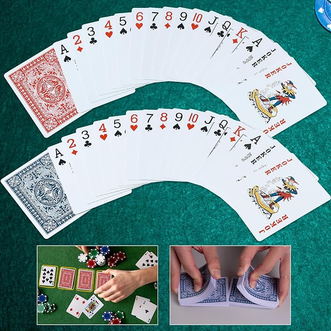 FURWEY Playing Cards 12 Pack,Standard Index,Red and Blue Backs,Large Digital Printing is Easy to Read,Blackjack，Euchre, Canasta Card Game, Poker Cards（Red/Blue）