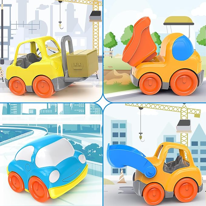 P&C 12.2" Toddler Construction Dump Truck Toys for Ages 2-4, Beach Sand Outdoor Toy Cars Dump Truck Set with Sounds and Lights for Kids 18M+, 2, 3, 4, 5, Ideal Birthday Christmas Gifts for Boys Girls