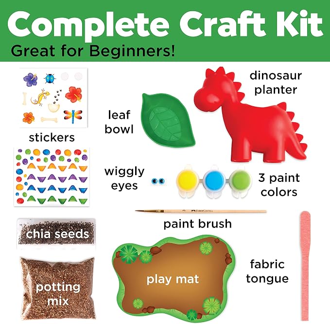 Creativity for Kids Dinosaur Self Watering Plant Pet, Kids DIY Kit, Dinosaur Crafts for Boys, Outdoor Summer Fun (Ages 6+)