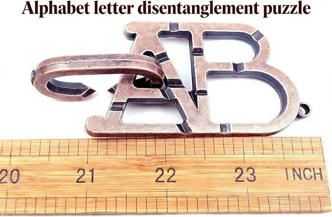 Alphabet Letter Disentanglement Puzzle - Metal Brain Teaser Toy for Logic & Problem-Solving Skills