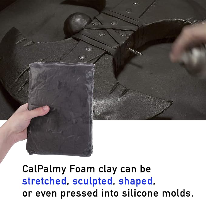 1.1lb Moldable Cosplay Foam Clay (Grey) – High Density for Intricate Designs | Air Dries to Perfection for Cutting with a Knife or Rotary Tool, Sanding or Shaping