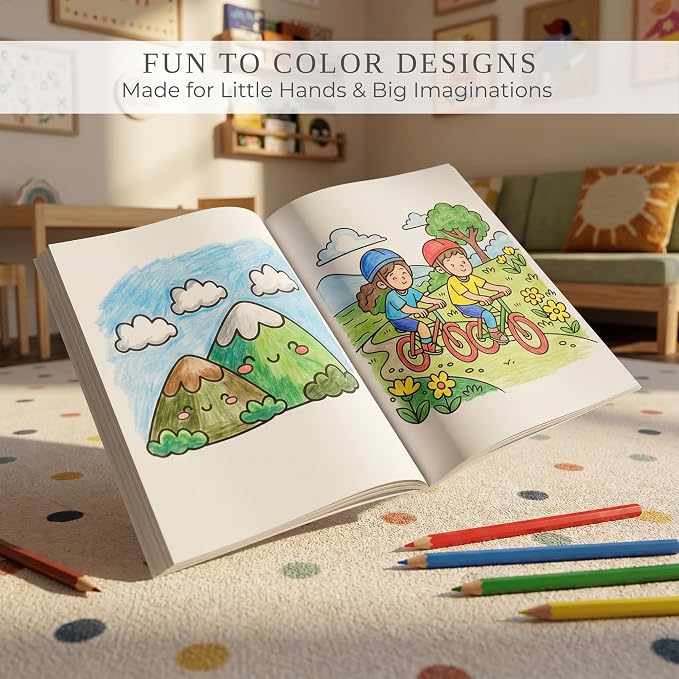 Fun Coloring Book for Kids - Set of 3 Cute Toddler Coloring Books with Big Simple Designs - Educational Activity Water Color Book with Themes for Alphabet, Numbers, Colors & Shapes for Boys and Girls