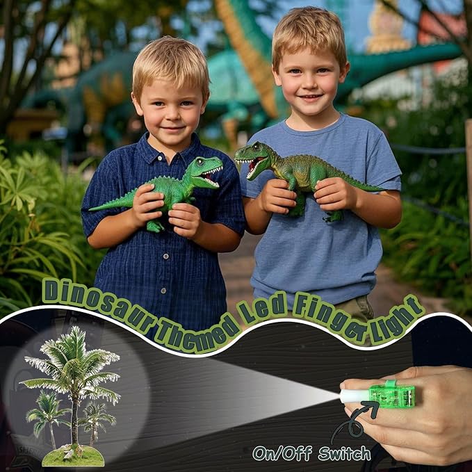 36 PCS Dinosaur Party Favors Dino LED Light Up Finger Lights, Glow in the Dark Jungle World Park Party Finger Flashlight Bulk Animal Theme Toy Goodie Treat Bags Stuffers Forest Birthday Party Supplies