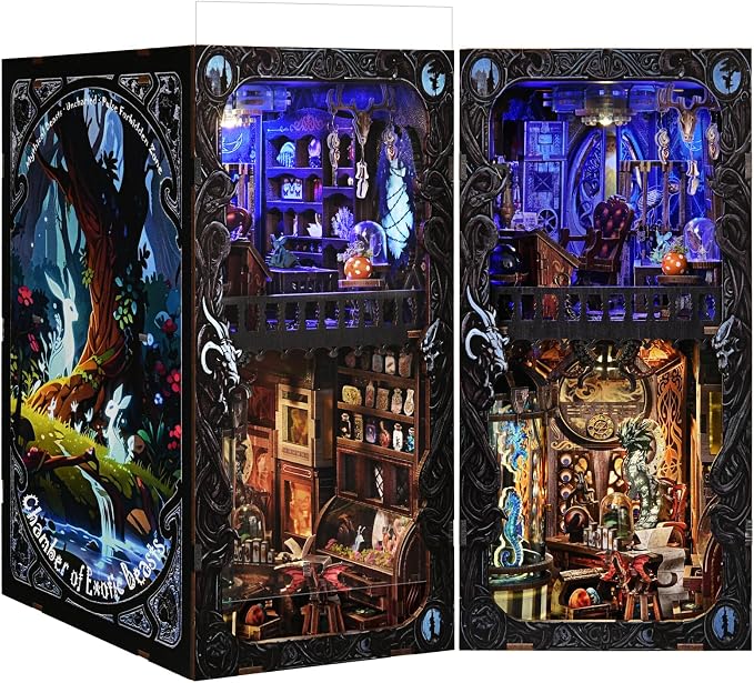TOYQI Book Nook Kit, DIY Miniature Dollhouse Kit for Adults and Teens | Booknook Tiny House Kit Bookshelf Decoration 3D Wooden Puzzle Bookend