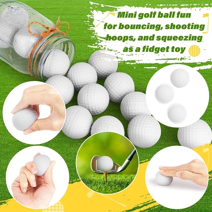Hooqict Mini Foam Golf Stress Ball 25 Pack Small Sports Squeeze Ball Stress Relief Toy for Kids Adults Golf Party Gift Classroom Goodie Bag Stuffers School Carnival Prize