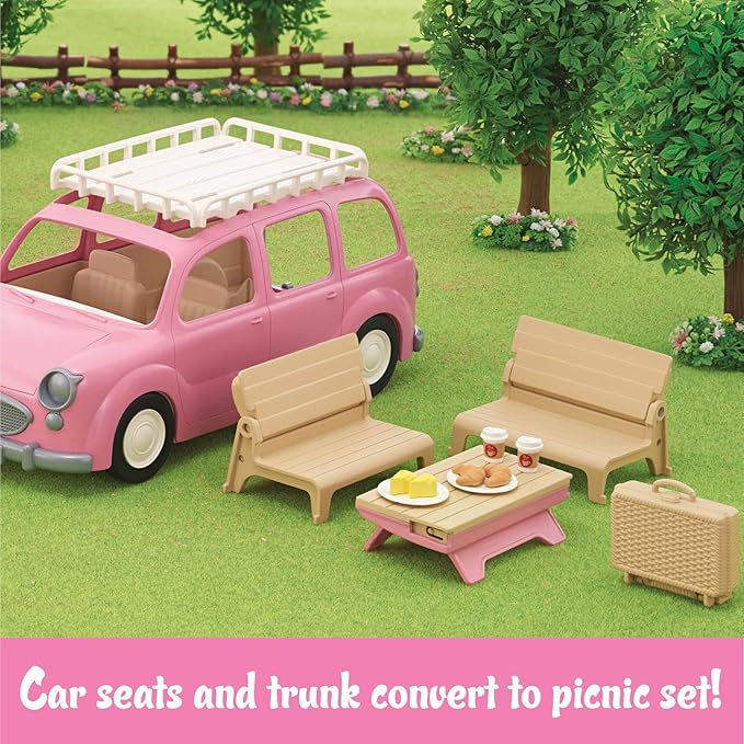 Calico Critters - Family Picnic Van - Family Vehicles – Kids Pretend Play Toy, Miniature Vehicle & Accessories Set, Ages 3+