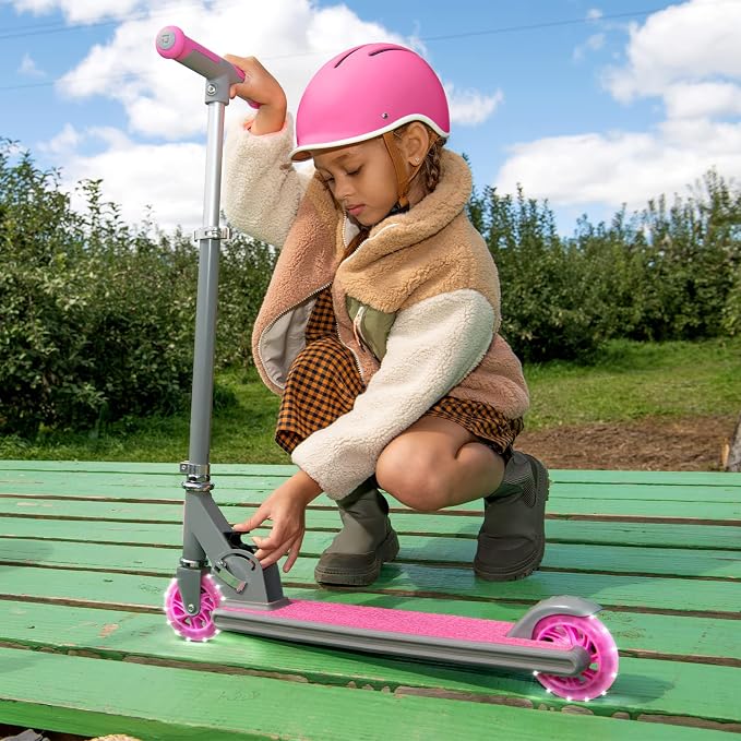Jetson Leo Folding Kick Scooter| Easy Folding Mechanism | Light-Up Wheels |Height-Adjustable Handlebar |Rear Foot Brake|Ages 5+