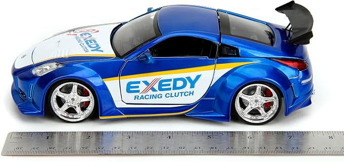 Jada Toys JDM Tuners 1:24 Scale Die-Cast 2003 Nissan 350Z Exedy– Opening Doors, Detailed Interior, Rubber Tires, Collectible for Ages 8+(Candy Blue)