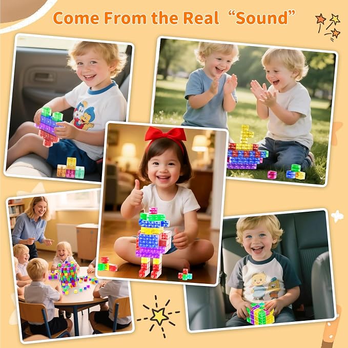 40 PCS Magnetic Blocks for Toddlers Age 1-3, 1.34" Transparent Large Magnetic Cubes for Kids , Magnet Blocks Montessori Sensory Toys for Boys Girls Birthday Gift, Big Building Cube Preschool STEM Toy