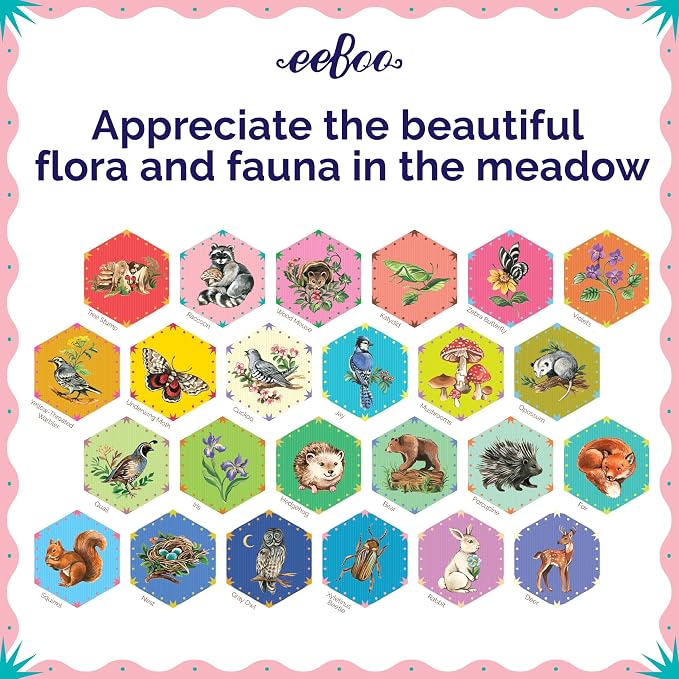 eeBoo: Memory and Matching Game - Life in a Meadow - 24 Pairs, Develops Recognition, Concentration, Memory & Vocabulary Skills, Age 3+