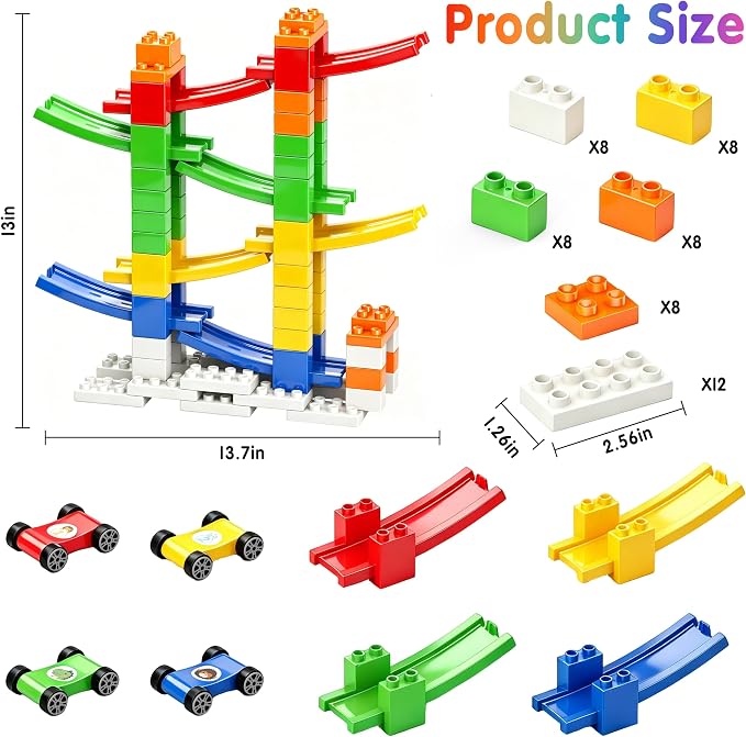 DIY Building Blocks Car Ramp Race Track Toy for Kids, STEM Gift | Creative Blocks, Many Models, Open-Ended Car Ramp Toy for Toddlers to Build, Rebuild & Race
