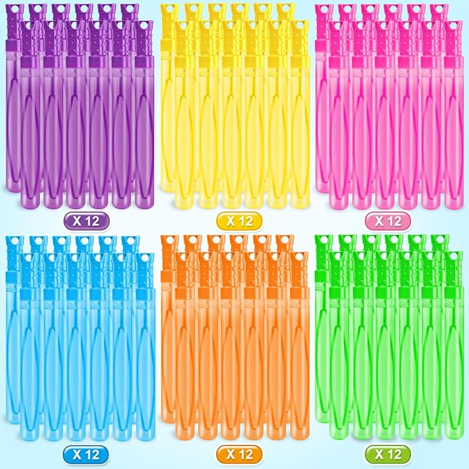 SpringFlower 72 Pcs Bubble for Kids, 2OZ Big Bubble Wands in 6 Colors, Ideal for Kid Party Favors, Summer Toys, Indoor & Outdoor Activities, Birthday, Carnival Prizes, Wedding, Goodie Bags