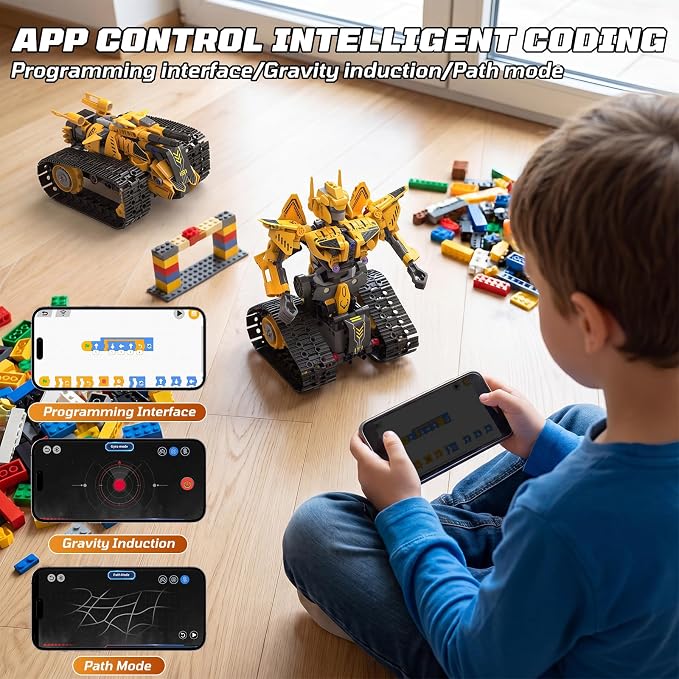 5-in-1 STEM Robot Building Kit, 373 Pcs Remote Control & APP Controlled DIY Robot Toys, Educational Science Building Blocks, for Kids Boys Girls Ages 8-14