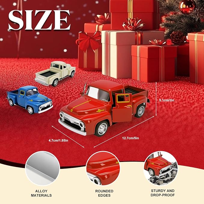Little Red Truck Toy for Toddlers 3 4 5 6 7 8 Year Old Boys Girls,1:32 Alloy Toddlers Car Toy Driveable,Car Door Can Open,Toy Trucks for Kids Easter Christmas Birthday Gifts