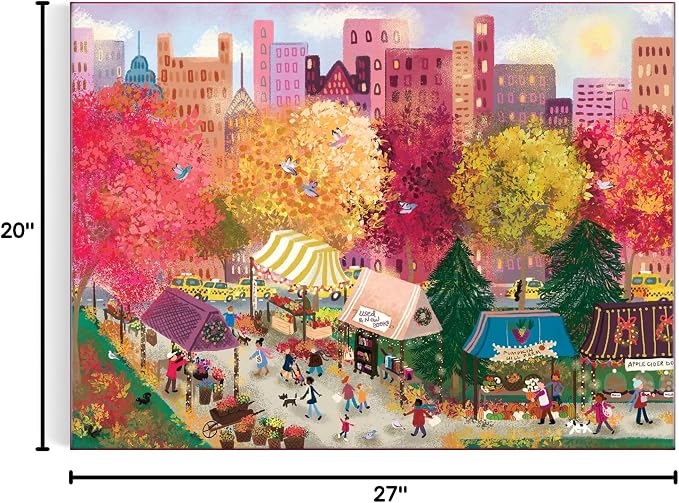 Galison Autumn at The City Market – 1000 Piece Puzzle Fun and Challenging Activity with Bright and Bold Artwork of A Fall Day at A Farmer’s Market for Adults and Families