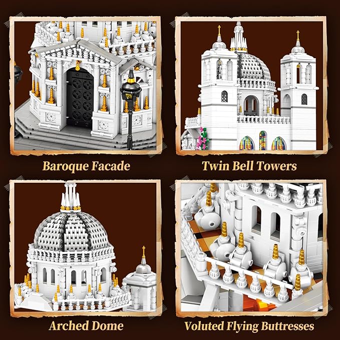 Reobrix Venice Church Building Block Sets for Adults with Lights 55014, Landmark Architecture Venice Santa Maria Della Salute Church Model, Collectible Italy Landmark Building Toy for Adullt (4270PCS)