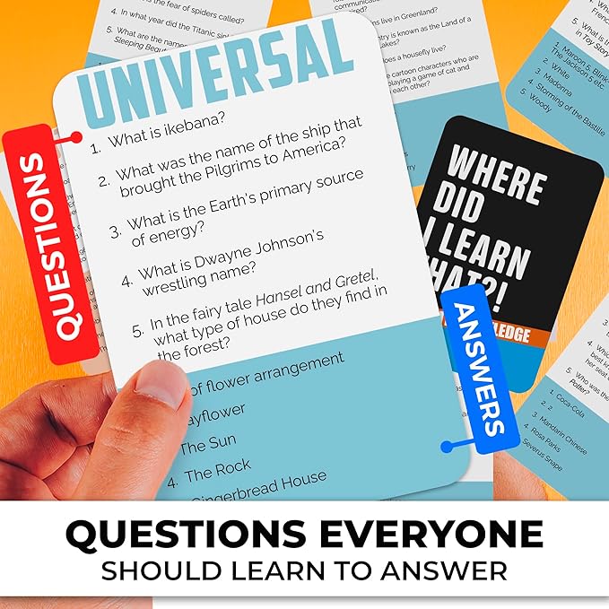 QUOKKA Trivia Card Games for Adults with 500 Questions – Party Board Games for Adults, Teens and Families – Trivia Cards with Answers in General Knowledge – Fun Game for Family Game Night