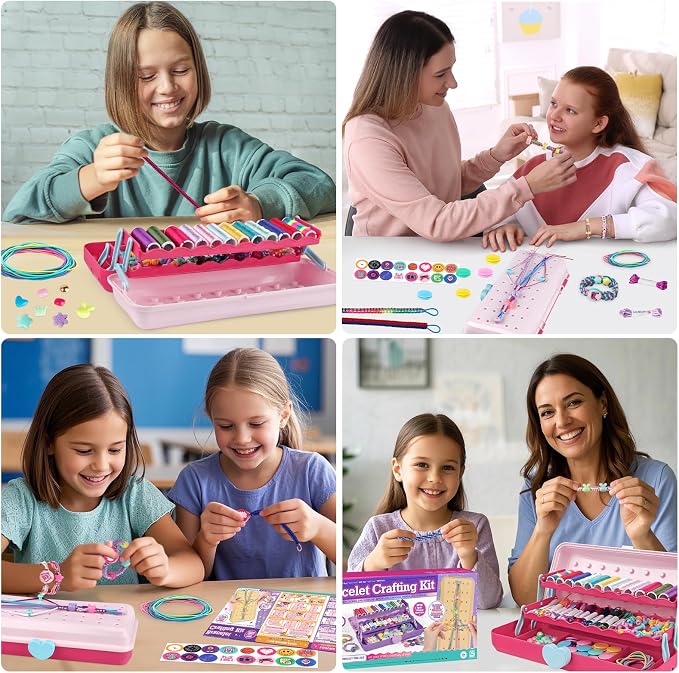 TingingYuli Friendship Bracelet Making Kit for Girls Ages 8-12, DIY String Bracelet Maker with 3-Layer Storage Box, Jewelry Making Kit Arts and Crafts Toy Gift for Kids Ages 6-12