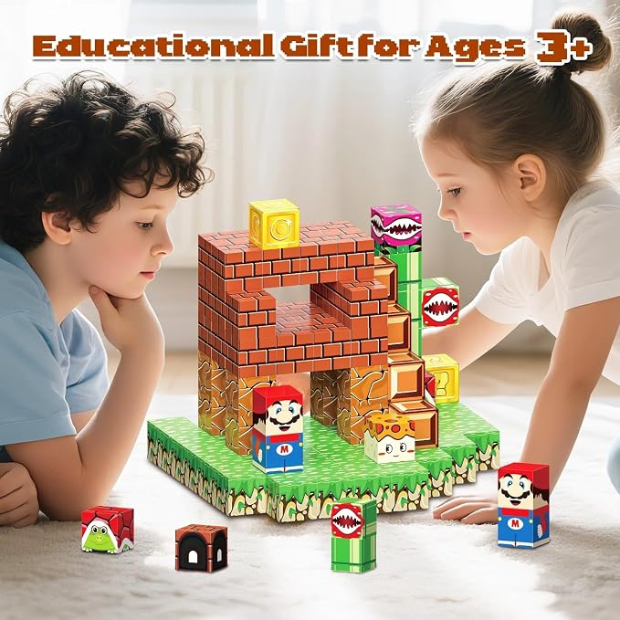 80PCS Magnetic Blocks Building Set for Boys & Girls, STEM Educational Construction Stacking Blocks