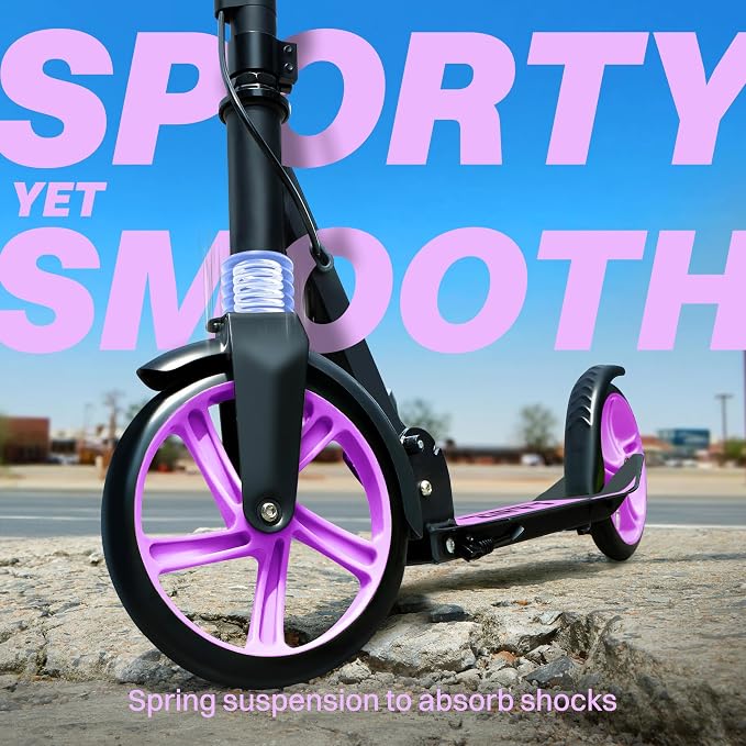 JOVA ZIFFY Scooter for Kids with Hand Brake, Foldable Kick Scooter for Ages 6-12, Lightweight Scooter for Boys with 4 Adjustable Heights, ABEC9 Bearings, Supports Up to 220 lbs