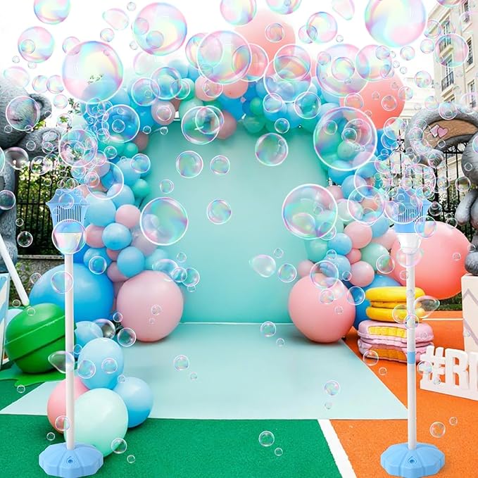 Palksky Bubble Machine with Lights for Outdoor, Automatic Bubbles Blower Maker for Kids Toddlers, Height 47 Inches Battery Bubbles Blower Machine for Wedding Birthday Party