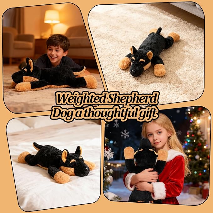 CSVBTRF Weighted Stuffed Animals, 4.1 lbs 20" German Shepherd Plush Hugging Pillow, German Shepherd Dog Stuffed Animal Gifts for Kids Boys and Girls