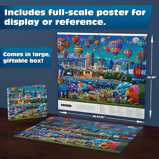 Buffalo Games - Sapphire Select- Eric Dowdle - Balloon Spectacular - 1000 Piece Jigsaw Puzzle – Challenging & Fun – Blue Core Puzzle Board – Giftable Display Box - Full Size Poster Included