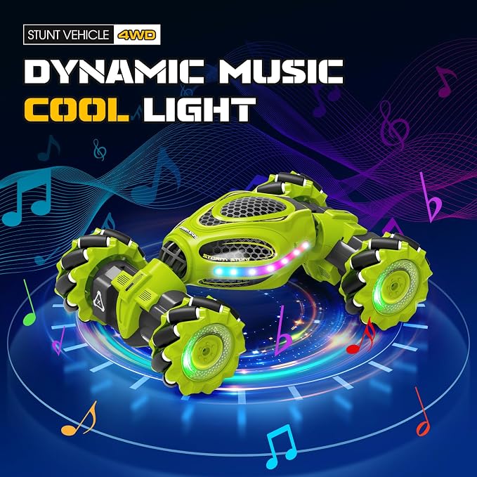 Gesture Sensing RC Stunt Car, Remote Control 2.4GHz 4WD Hand Controlled Car Toys for Boys and Girls Age 6-12, 360° Rotating Drift RC Cars with Lights and Music, Ideal Birthday and Christmas Xmas Gift