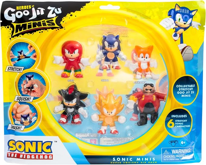 Heroes of Goo Jit Zu Minis Sonic 6 Pack - Collectible Goo JIT Zu Stretchy Minis, 6 Stretchy Sonic Characters