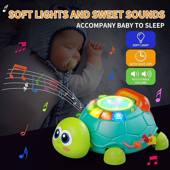 Letapapa Baby Toys 6 to 12 Months, Tummy Time Toy for 12-18 Months, Musical Turtle Crawling Toys with Light & Sound, Birthday Gift Early Educational Toy for Baby Infant 6 7 8 9 10 Months 1 2 Year Old