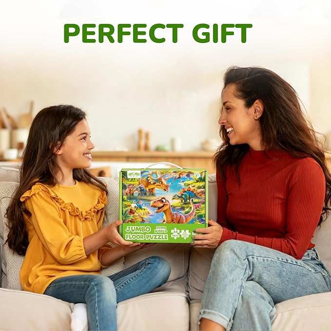 BenBen Floor Puzzles for Kids Ages 4–6, 48 Piece Jumbo 2 x 3 Ft Prehistoric Dino Jigsaw Puzzle, Large Dinosaur Floor Puzzle with Big Pieces, Educational Toy Gift for Boys & Girls