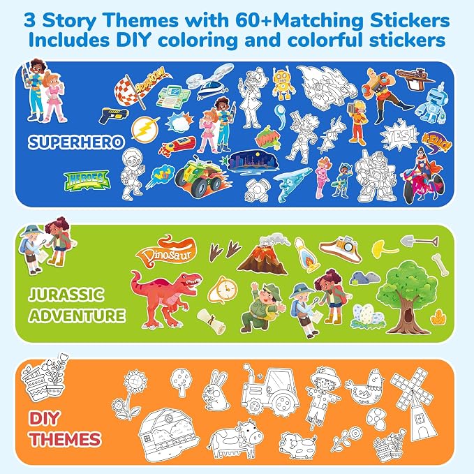 Adventure Storybook Art Starter Kit, Creative Writing for Kids, Write Your Own Book, Art Kit for Kid 6-9, DIY Craft, Scrapbooking & Journal Supplies, Hardcover Comic Book Making Kit, Christmas Gift