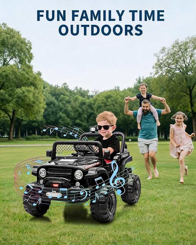 GarveeLife 12V Kids Ride On Car, 2 Seater Electric Toy Car for Toddlers and Children, Ride On Toys with Parent Remote Control, Battery-Powered w/Music & LED Lights