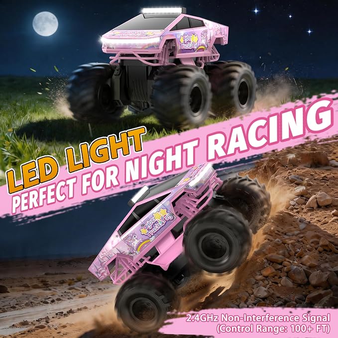 Remote Control Car, Unicorn Amphibious RC Cars for Girls Boys, 2.4GHz Waterproof Monster Truck All Terrain Off-Road Vehicle, 360° Flips RC Crawler with 2 Batteries, Toys Gifts for Age 6 7 8 9 10+