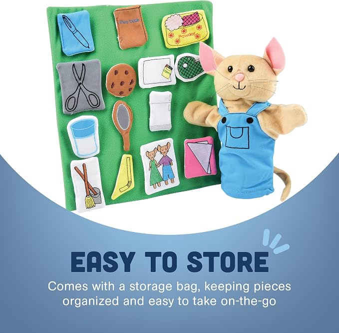 Constructive Playthings If You Give a Mouse a Cookie Plush Hand Puppet Set for Literacy and Visual Learning, Toddler Toys for Kids 2 Years & Up, 16-Pieces